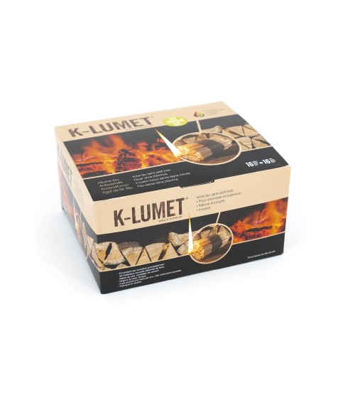 Allume-feu K-lumet - Boîte De 16 Cubes - Pour Cheminée, Barbecue, Feu De Camp - Sans Odeur, écologique, 15 Min De Combustion